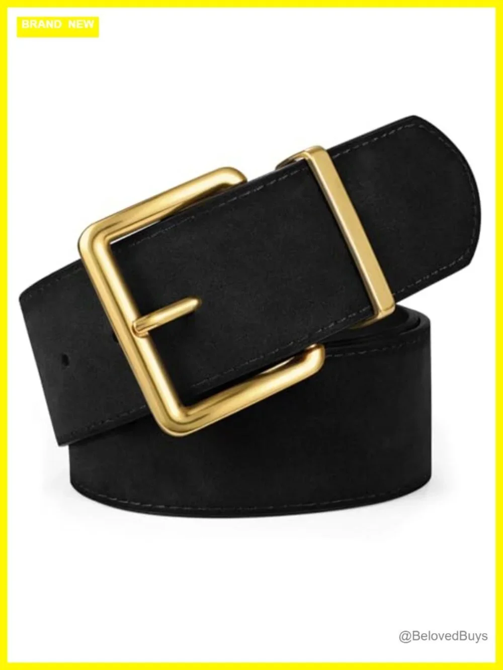 Vintage Wide Suede Belt Women's Chunky Fashion Thick Gold Buckle